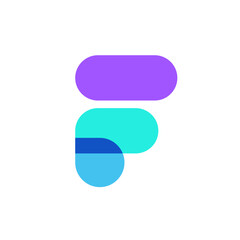 Fototapeta premium F LETTER INITIAL LOGO VECTOR ICON ILLUSTRATION OVERLAP OVERLAPING COLOR STYLE
