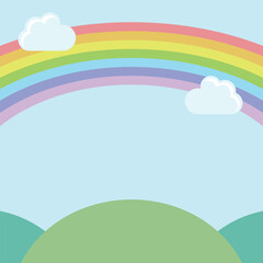 Obraz premium rainbow and clouds scenery vector