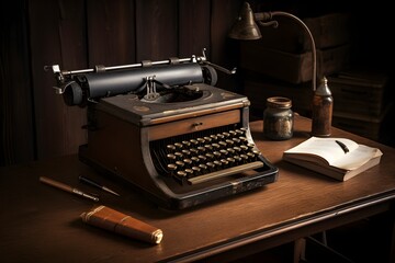 Fototapeta na wymiar A vintage typewriter and a blank sheet of paper