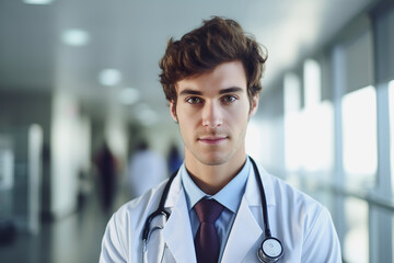 Illustration of young male doctor in hospital