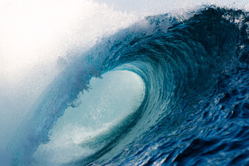 Teahupo'o wave breaking hard over the coral reef