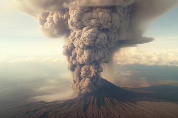 Giant Ash Cloud Erupting Volcano For Graphic And Background Created With The Help Of Artificial Intelligence