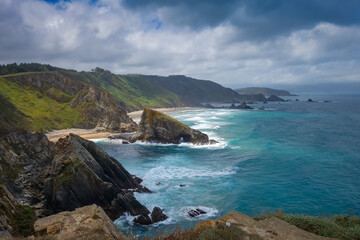 Fototapeta na wymiar Ortigueira cliffs and atlantic ocean, Galicia, Spain