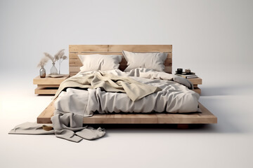 Cozy bedroom setup with gray bed and pillows for ultimate relaxation.