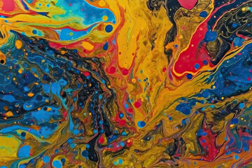 Bright and colorful acrylic painting, style painting, flowing ink-play painting