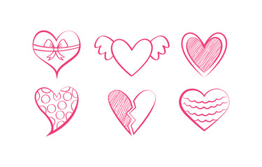 Plakat hearts doodle sketch