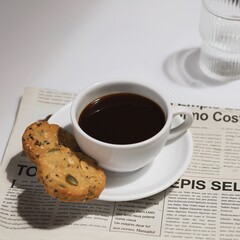 cup of coffee and newspaper