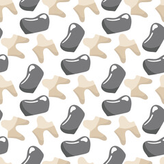 A pattern of simple teeth with crowns. Dental treatment. Topic teeth with medical crowns. Cartoon vector illustration. White background for printing on fabric and wrapping paper. Seamless pattern