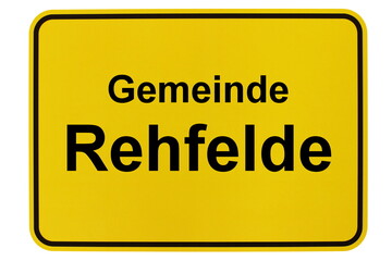 Illustration eines Ortsschildes der Gemeinde Rehfelde in Brandenburg