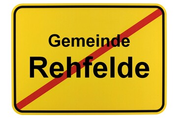 Illustration eines Ortsschildes der Gemeinde Rehfelde in Brandenburg