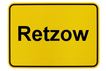 Illustration eines Ortsschildes der Gemeinde Retzow in Brandenburg