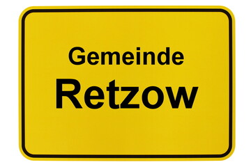 Illustration eines Ortsschildes der Gemeinde Retzow in Brandenburg