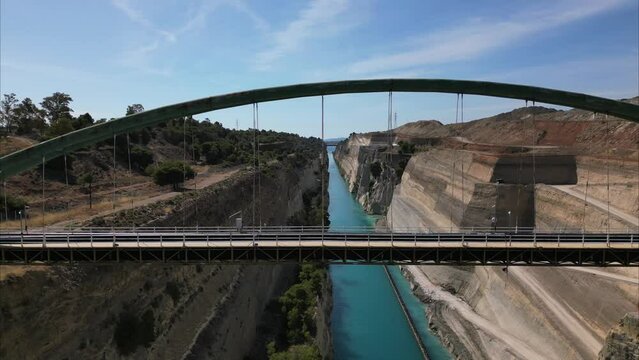 Bridge over the Corinth Canal on Peloponnese, Greece