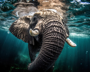 swimming elephant, Generative AI