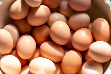 Eggs in a box. Close-up.