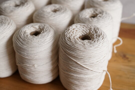 Close up of cotton candle wick rolls