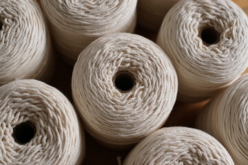 Close up of cotton candle wick rolls