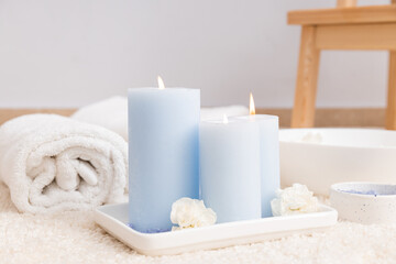 Concept of spa, relax and self care with spa accessories
