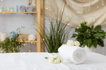 Concept of spa, relax and self care with spa accessories