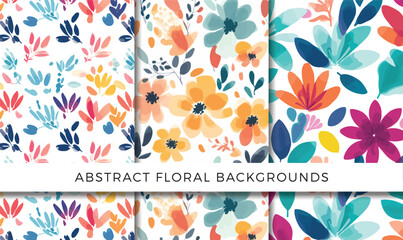 Vector illustration of abstract floral backgrounds pattern set
