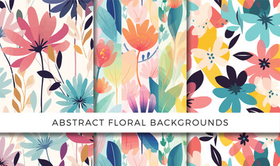 Vector illustration of abstract floral backgrounds pattern set