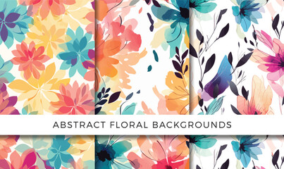 Fototapeta na wymiar Vector illustration of abstract floral backgrounds pattern set