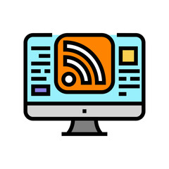rss feed news media color icon vector. rss feed news media sign. isolated symbol illustration