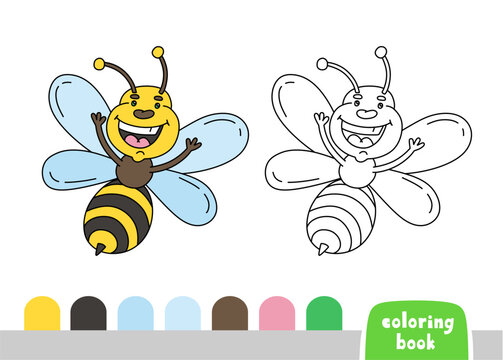 Coloring Book for Kids Bee Page for Books Magazines Vector Illustration Template