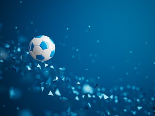 Fototapeta premium football ball 3d object. 3d illustration. graphic background element. sport abstract backdrop. soccer render design competition concept art. digital technology element beautiful lighting ground empty