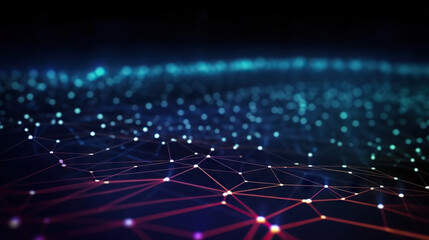 Obraz premium Modern digital abstract 3D background. Can be used in the description of network abilities, technological processes, digital storages, science, education, etc. Copy space. Based on Generative AI