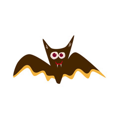 Retro Groovy Halloween bat. Trippy retro spooky elements. Groovy boho vector illustration. Autumn october holiday.