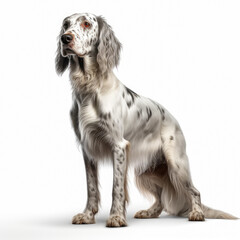 english setter dog isolated on white background, ai generative - obrazy, fototapety, plakaty