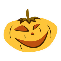 Retro Groovy Halloween pumpkin. Trippy retro spooky elements. Groovy boho vector illustration. Autumn october holiday.