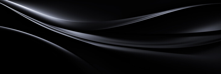 minimal black abstract background banner with flowing lines