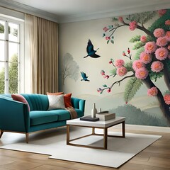 Chinese Style Simple Elegant Flower Bird Figure 3D Wallpaper Living Room TV Sofa Study Background Wall Mural Non Woven Home Decor 