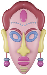 3D illustration render mask inspiration native pink color multicolored on a transparent background