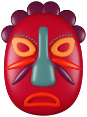 3D illustration render mask inspiration native red color multicolored on a transparent background