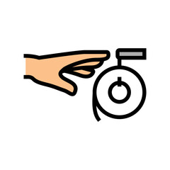 hand reaching paper towel color icon vector. hand reaching paper towel sign. isolated symbol illustration