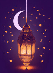 Arabic lantern of EID festival celebration background AI image