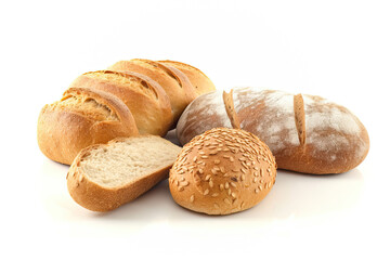 bread on white background ,Bread close-ups, food close-ups, food photography