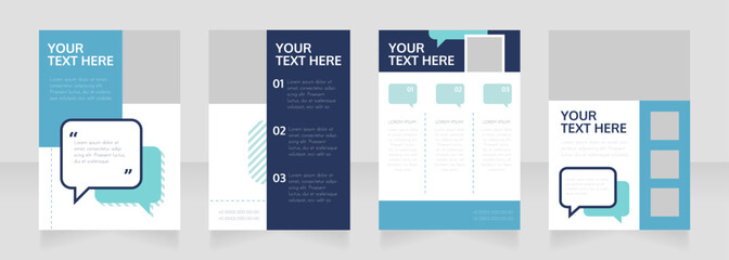 Business communication course blank brochure layout design. Project info. Vertical poster template set with empty copy space for text. Premade corporate reports collection. Editable flyer paper pages