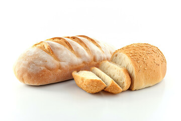 bread on white background ,Bread close-ups, food close-ups, food photography