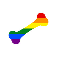 Bone sign illustration. Rainbow gay LGBT rights colored Icon at white Background. Illustration.