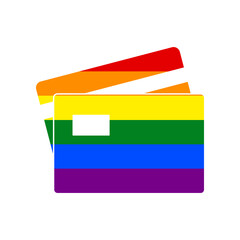 Credit Card sign. Rainbow gay LGBT rights colored Icon at white Background. Illustration.