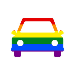 Obraz premium Car sign illustration. Rainbow gay LGBT rights colored Icon at white Background. Illustration.