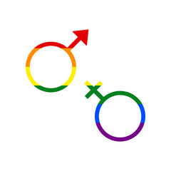 Sex symbol sign. Rainbow gay LGBT rights colored Icon at white Background. Illustration.