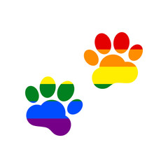 Fototapeta na wymiar Animal Tracks sign. Rainbow gay LGBT rights colored Icon at white Background. Illustration.