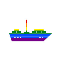 Ship sign illustration. Rainbow gay LGBT rights colored Icon at white Background. Illustration.