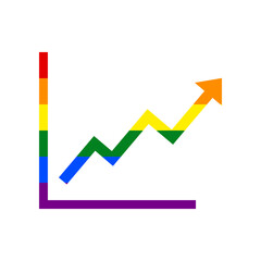 Growing bars graphic sign. Rainbow gay LGBT rights colored Icon at white Background. Illustration.
