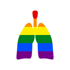 Human anatomy. Lungs sign. Rainbow gay LGBT rights colored Icon at white Background. Illustration.